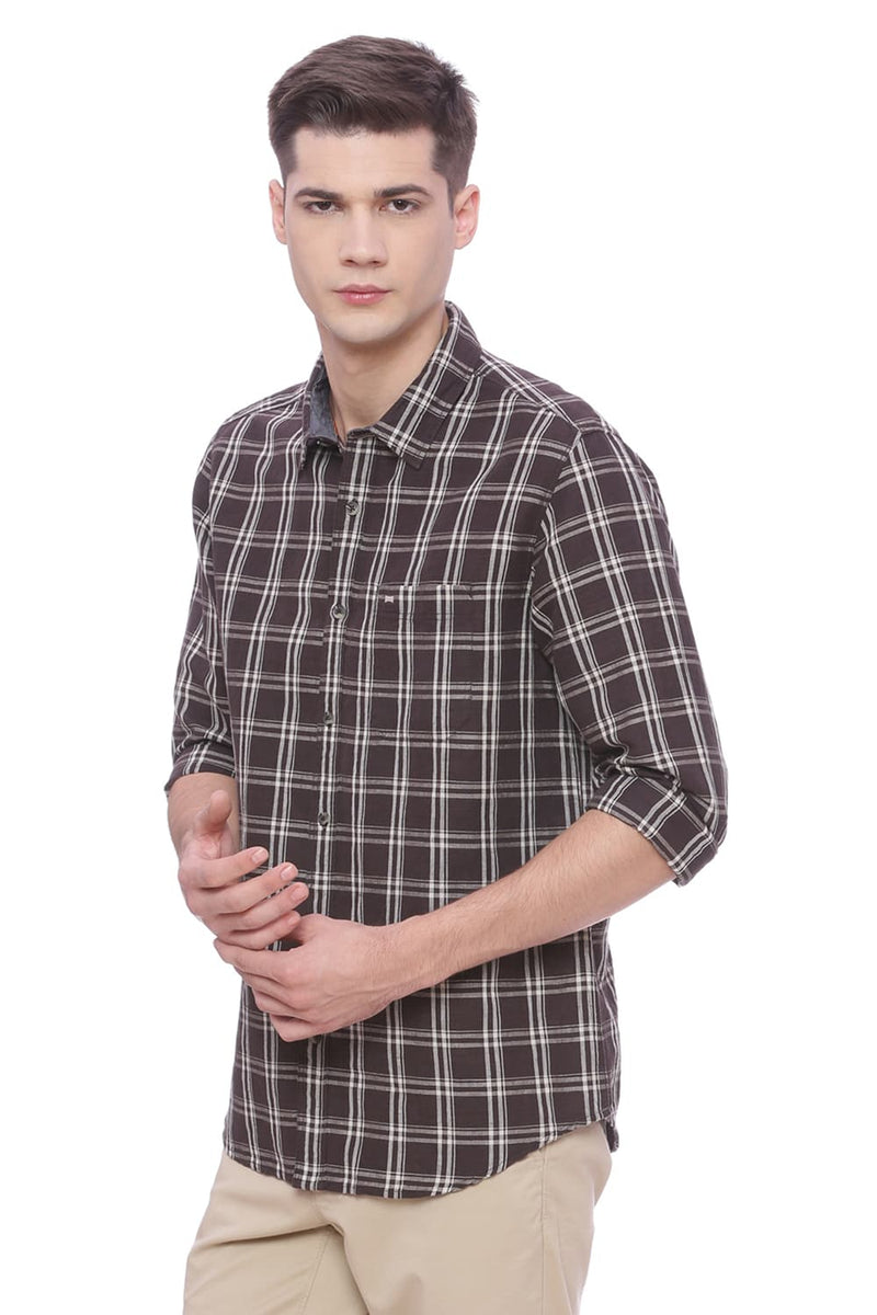 BASICS SLIM FIT CHECKS SHIRT