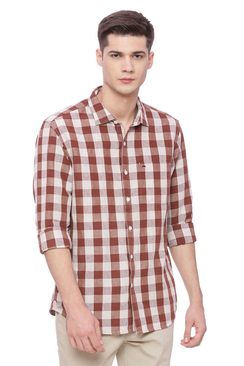 BASICS SLIM FIT CHECKS SHIRT