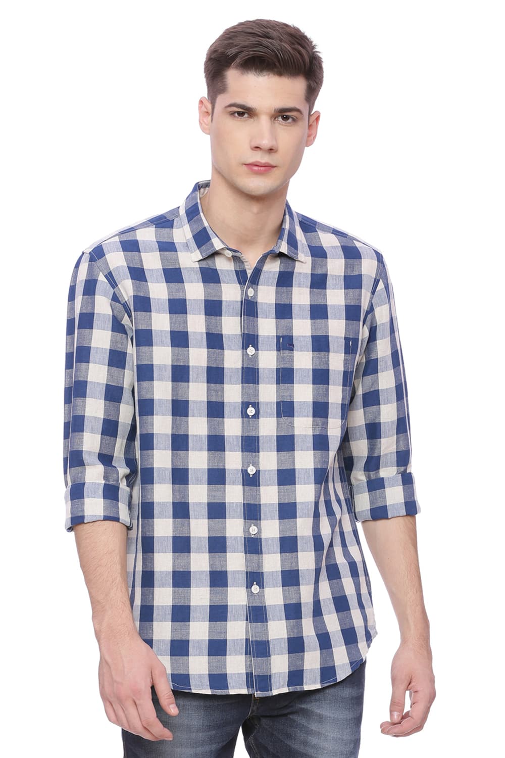 BASICS SLIM FIT CHECKS SHIRT