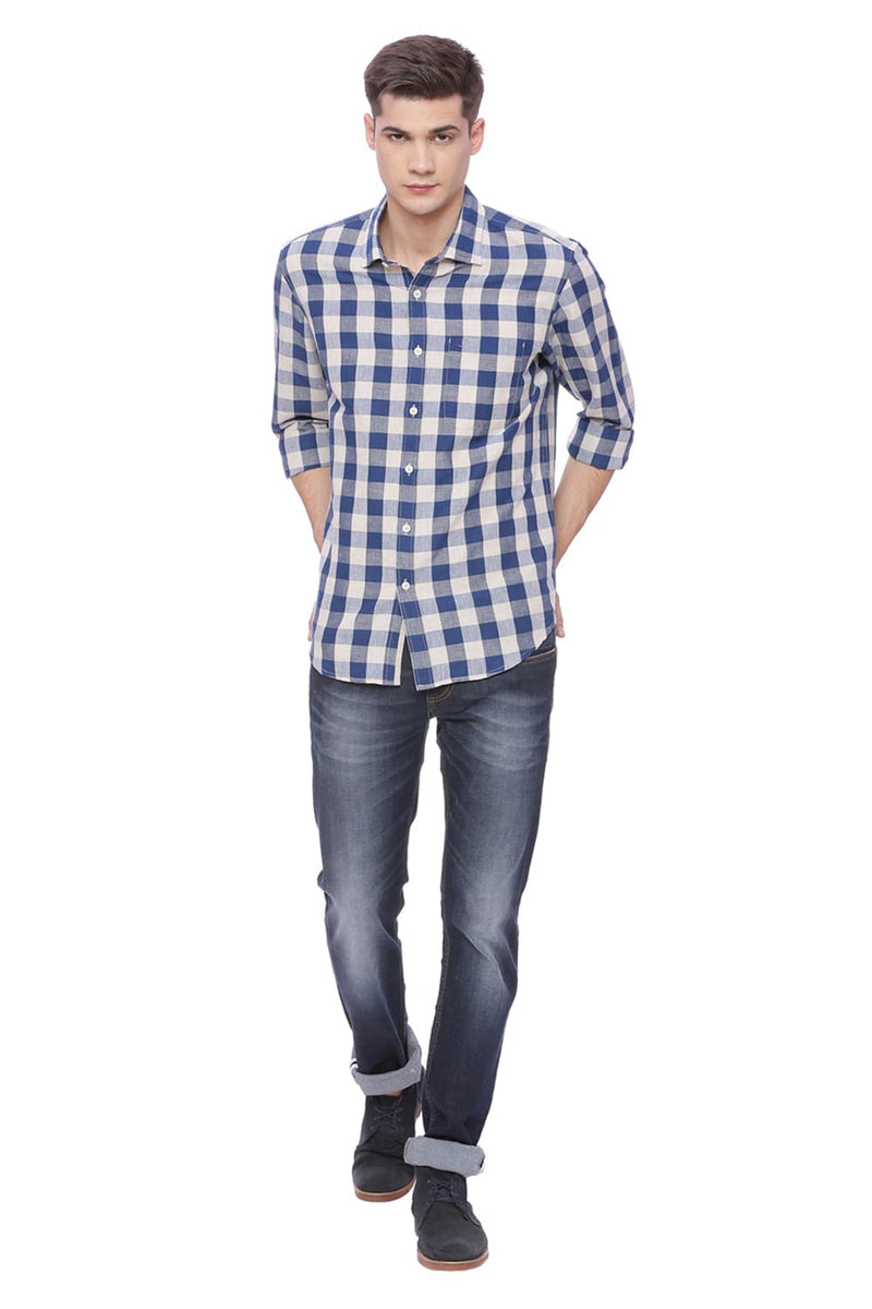 BASICS SLIM FIT CHECKS SHIRT