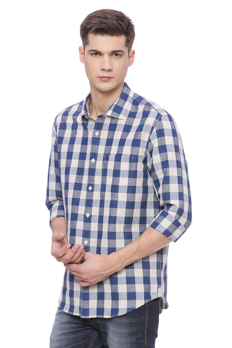 BASICS SLIM FIT CHECKS SHIRT