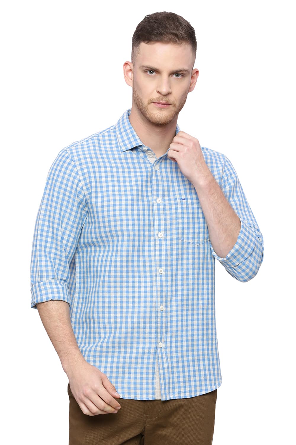 BASICS SLIM FIT CHECKS SHIRT