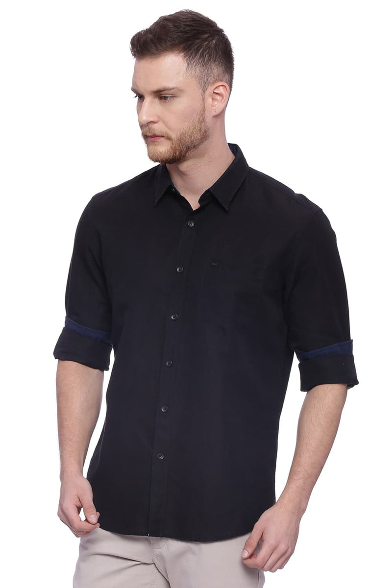 BASICS SLIM FIT COTTON LINEN SHIRT