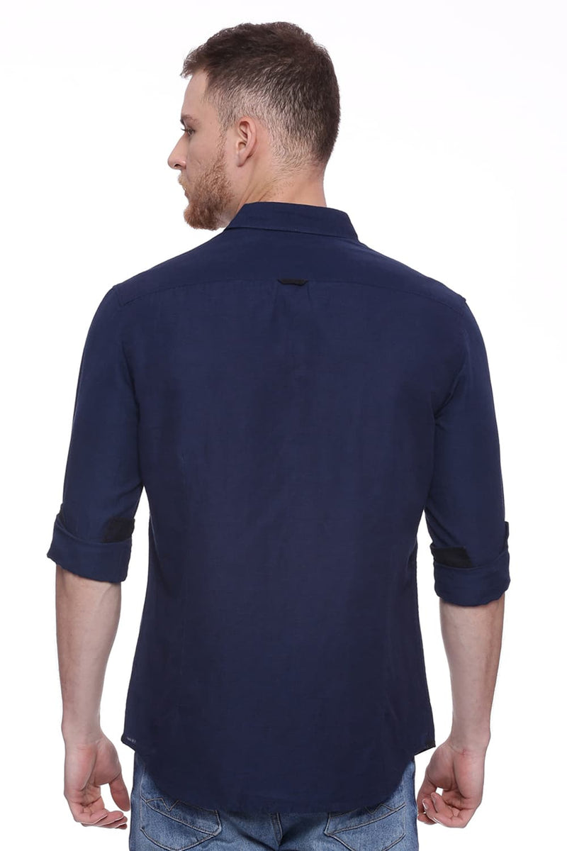 BASICS SLIM FIT COTTON LINEN SHIRT