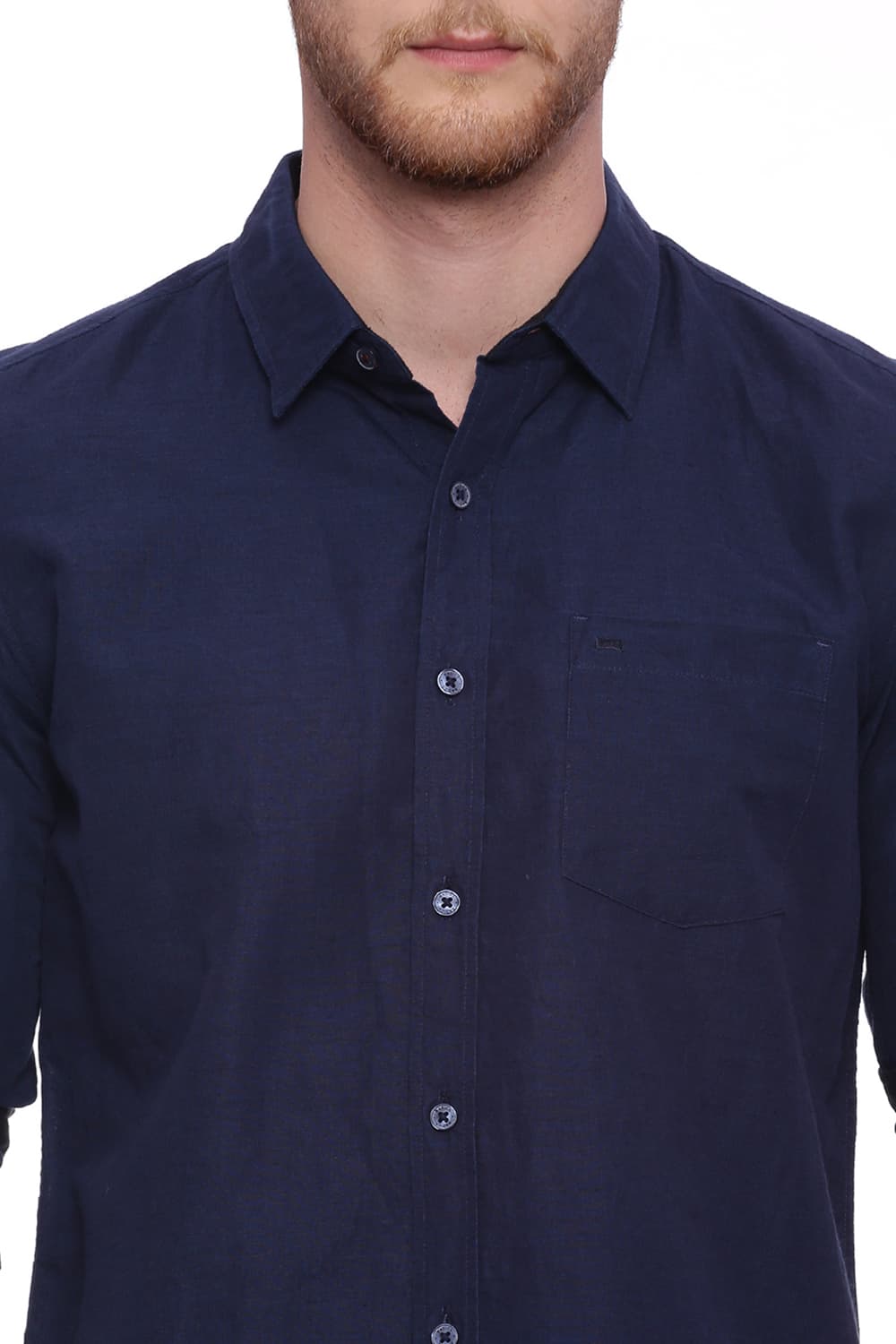 BASICS SLIM FIT COTTON LINEN SHIRT