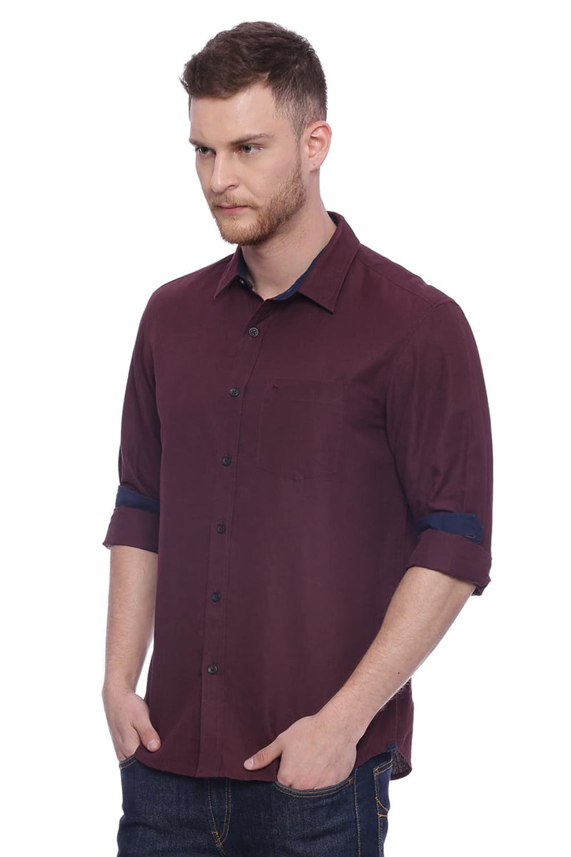 BASICS SLIM FIT COTTON LINEN SHIRT