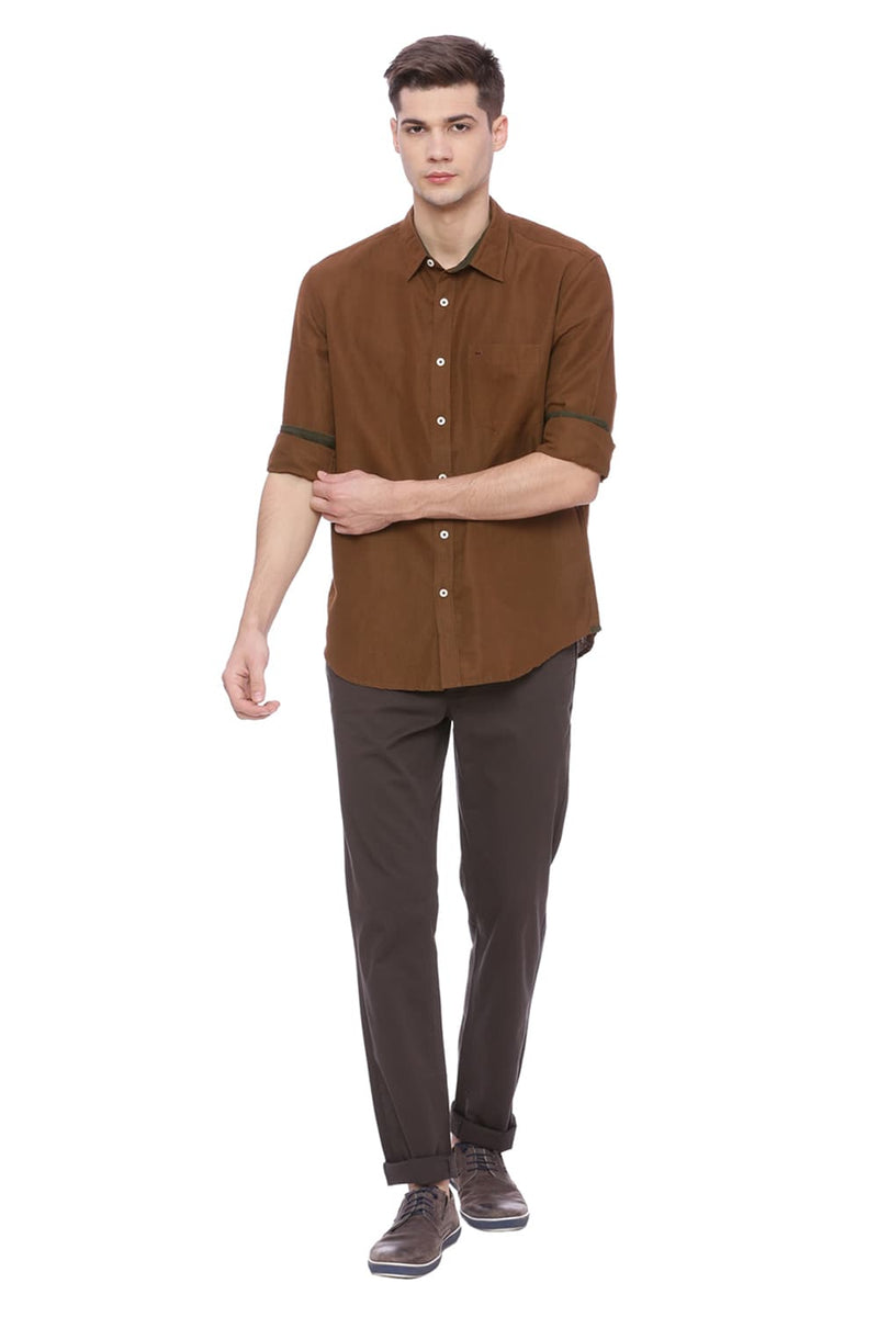 BASICS SLIM FIT COTTON LINEN SHIRT