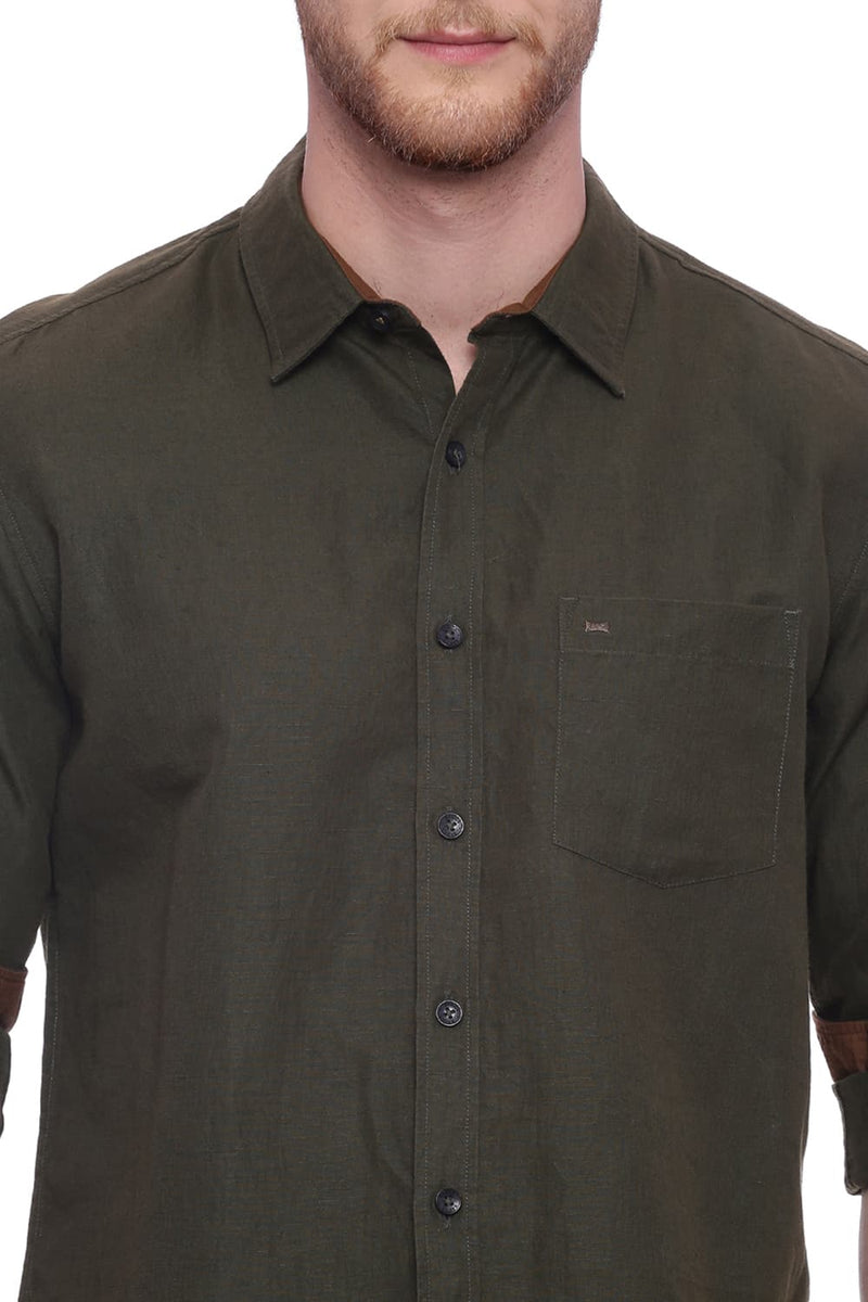 BASICS SLIM FIT COTTON LINEN SHIRT