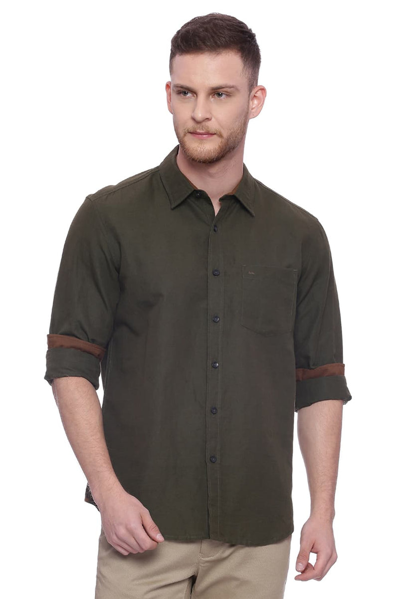 BASICS SLIM FIT COTTON LINEN SHIRT