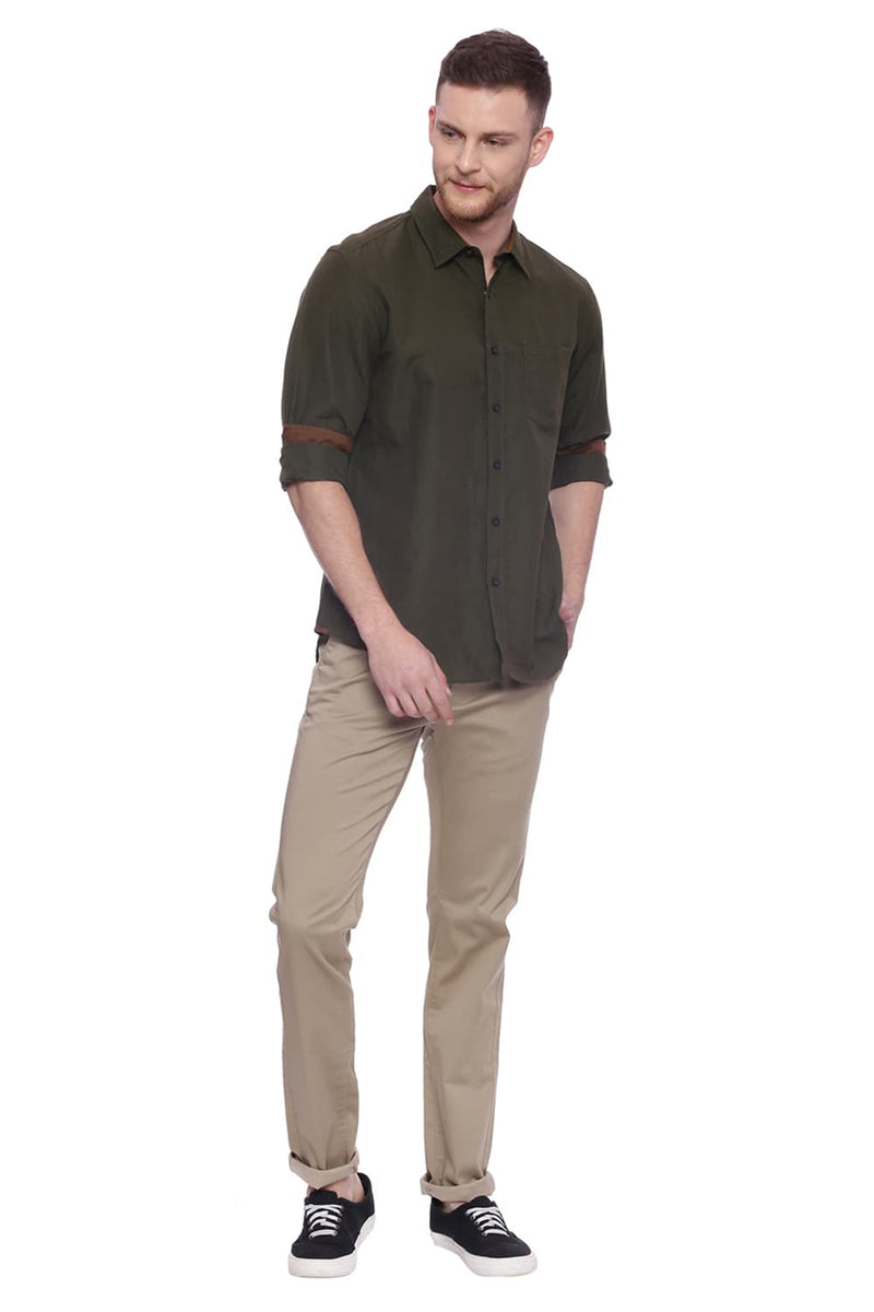 BASICS SLIM FIT COTTON LINEN SHIRT