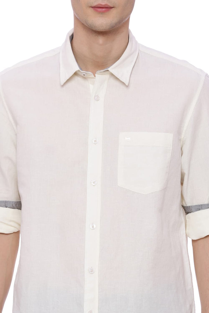 BASICS SLIM FIT COTTON LINEN SHIRT