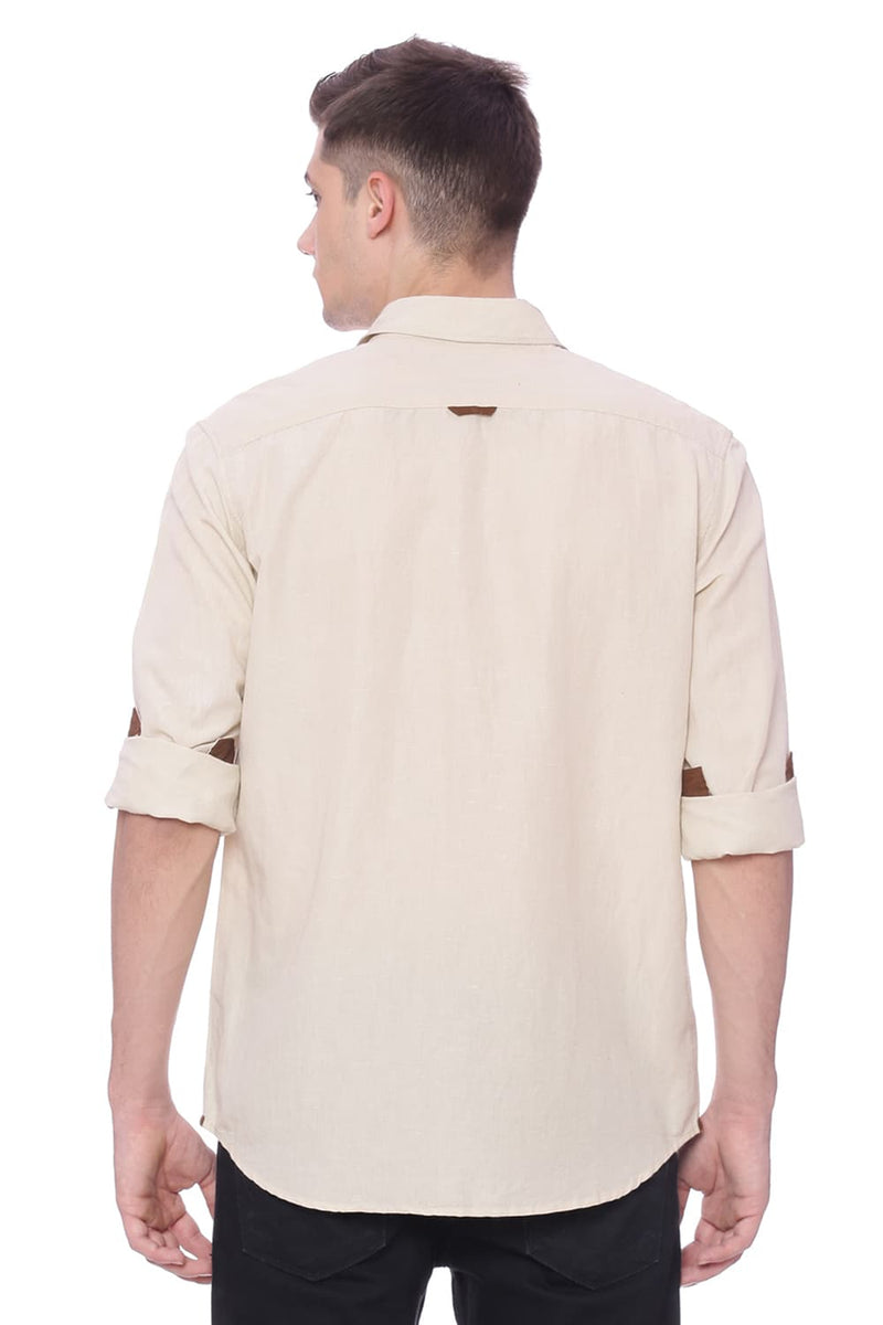 BASICS SLIM FIT COTTON LINEN SHIRT