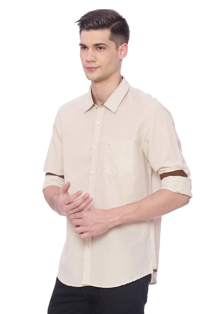 BASICS SLIM FIT COTTON LINEN SHIRT