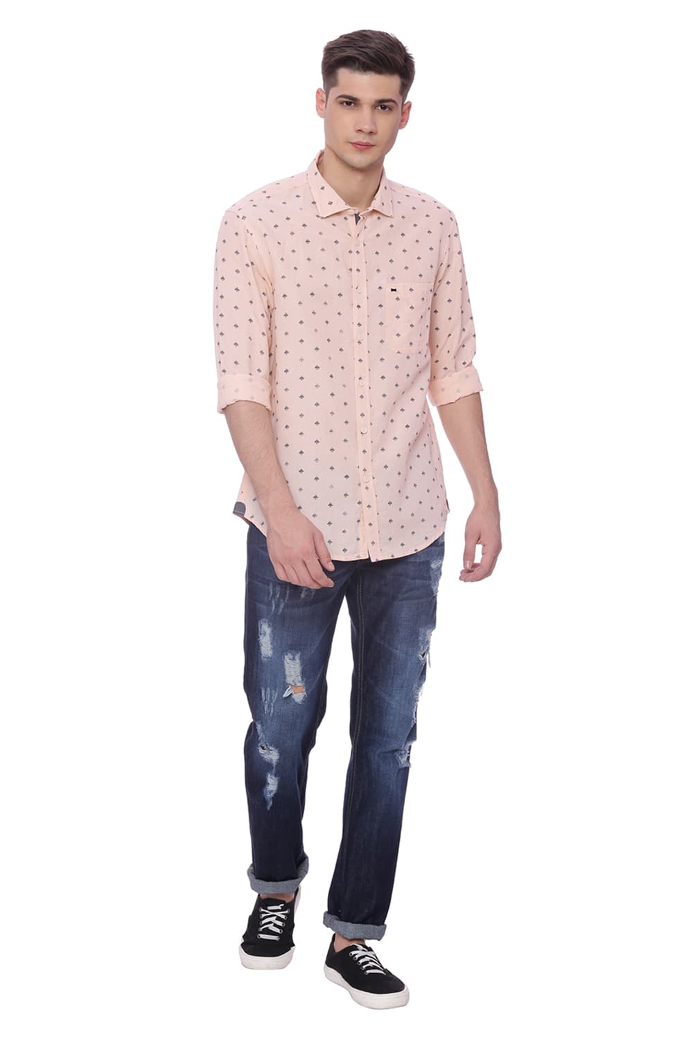 BASICS SLIM FIT PRINTED SHIRT