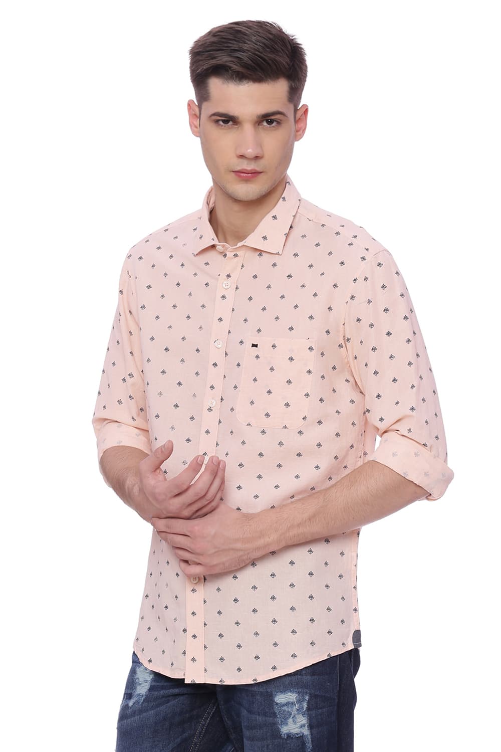 BASICS SLIM FIT PRINTED SHIRT