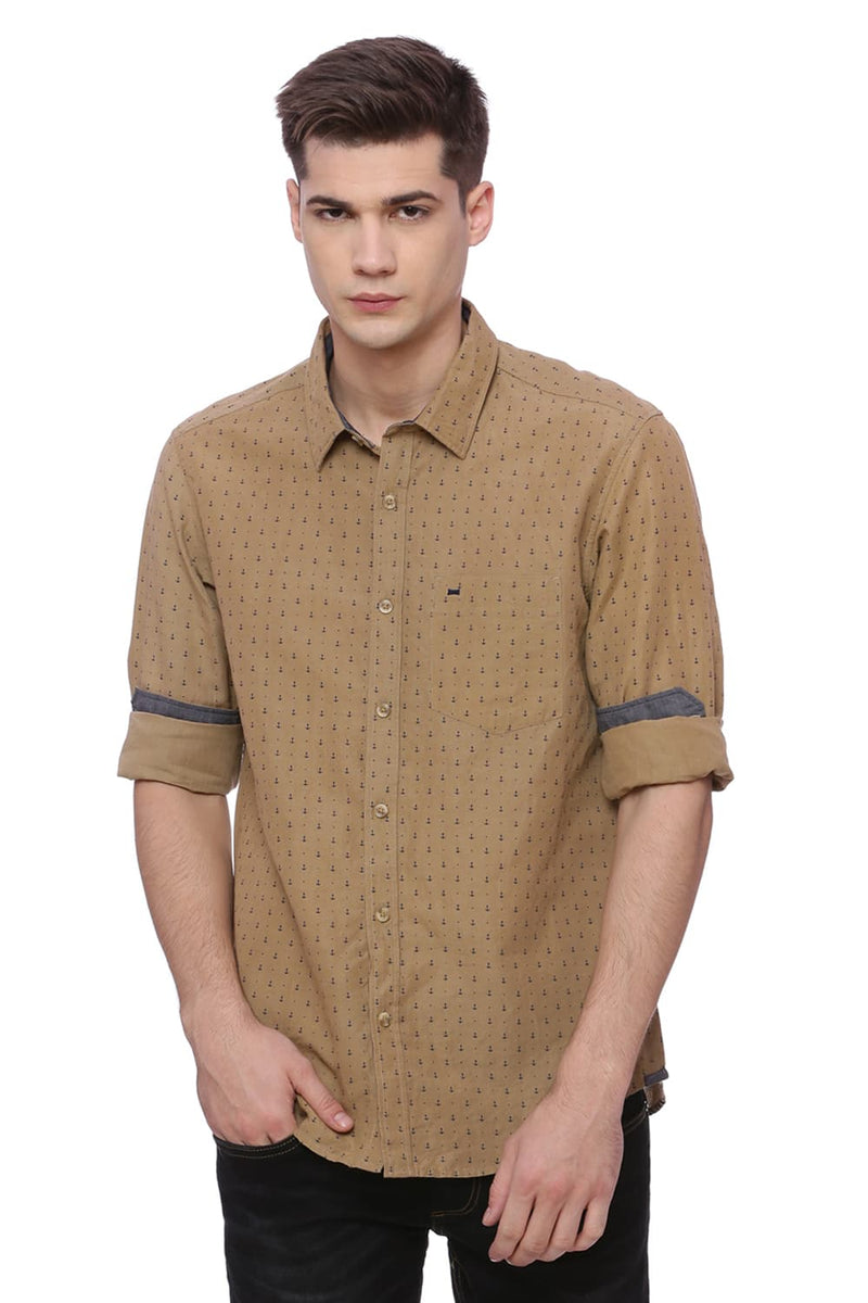 BASICS SLIM FIT PRINTED SHIRT