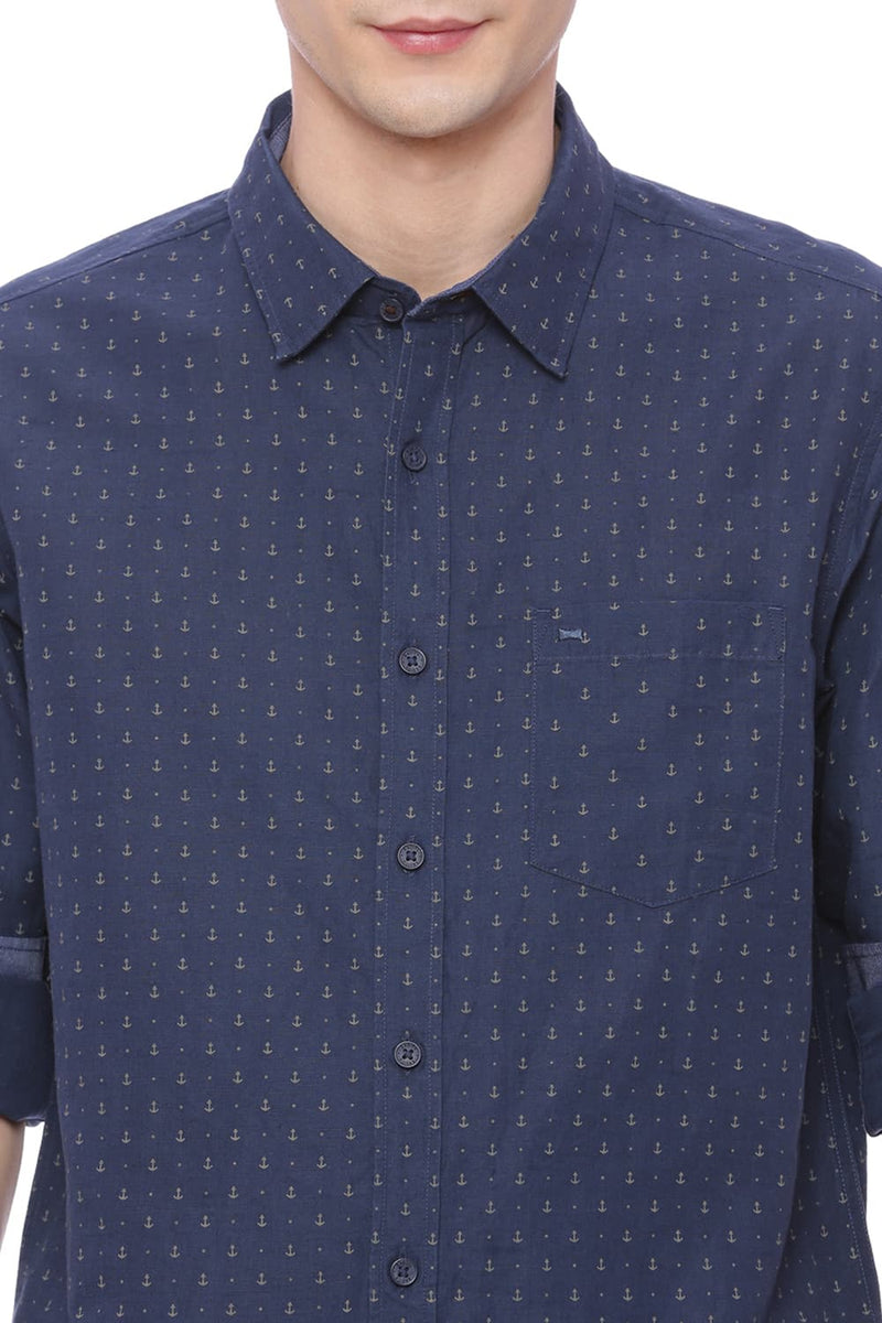 BASICS SLIM FIT PRINTED SHIRT