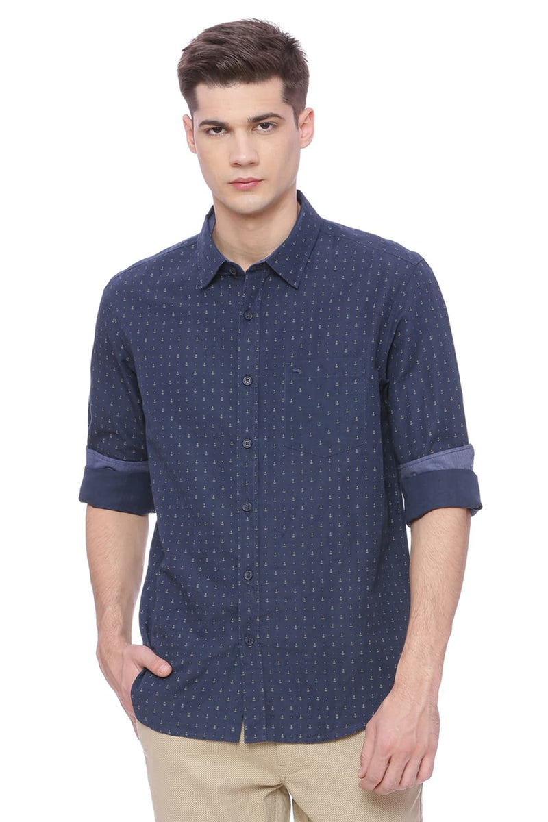 BASICS SLIM FIT PRINTED SHIRT