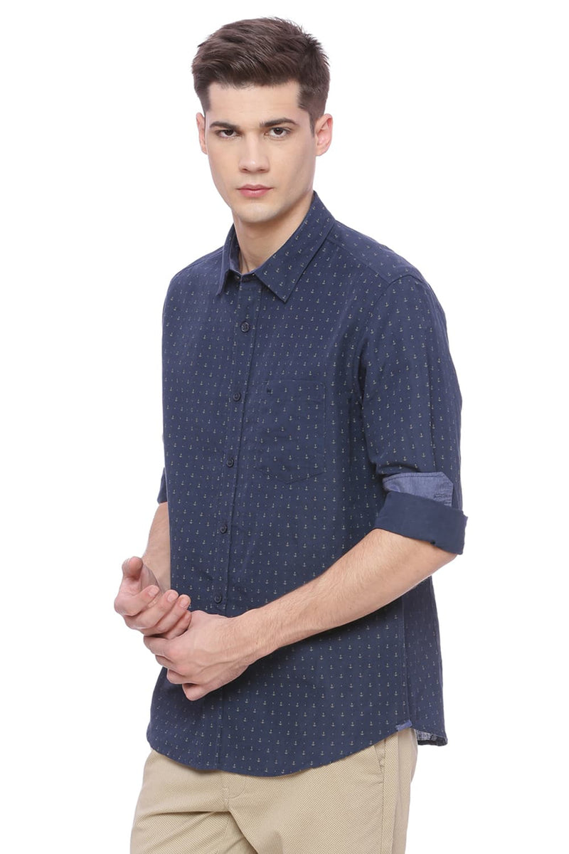 BASICS SLIM FIT PRINTED SHIRT