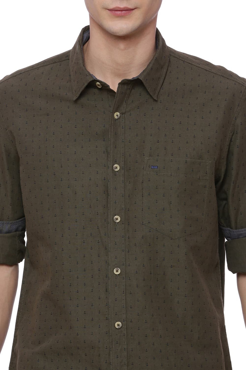 BASICS SLIM FIT PRINTED SHIRT