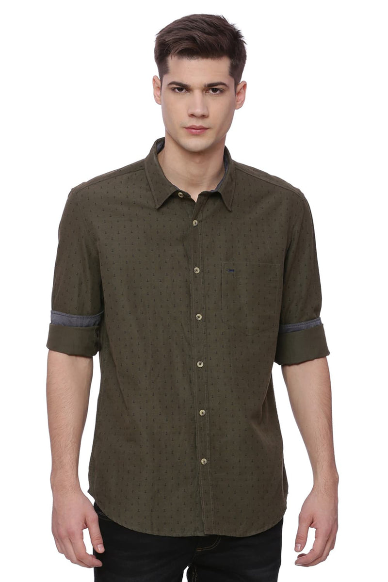 BASICS SLIM FIT PRINTED SHIRT