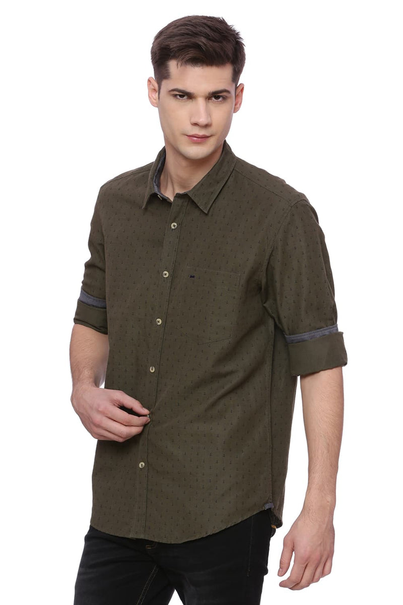 BASICS SLIM FIT PRINTED SHIRT