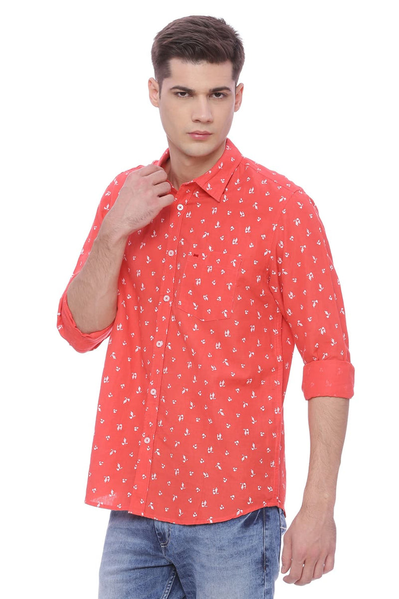 BASICS SLIM FIT PRINTED SHIRT