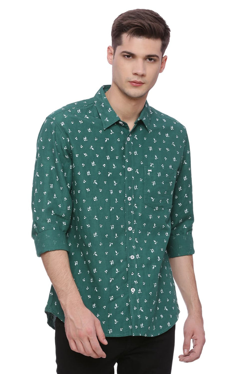 BASICS SLIM FIT PRINTED SHIRT