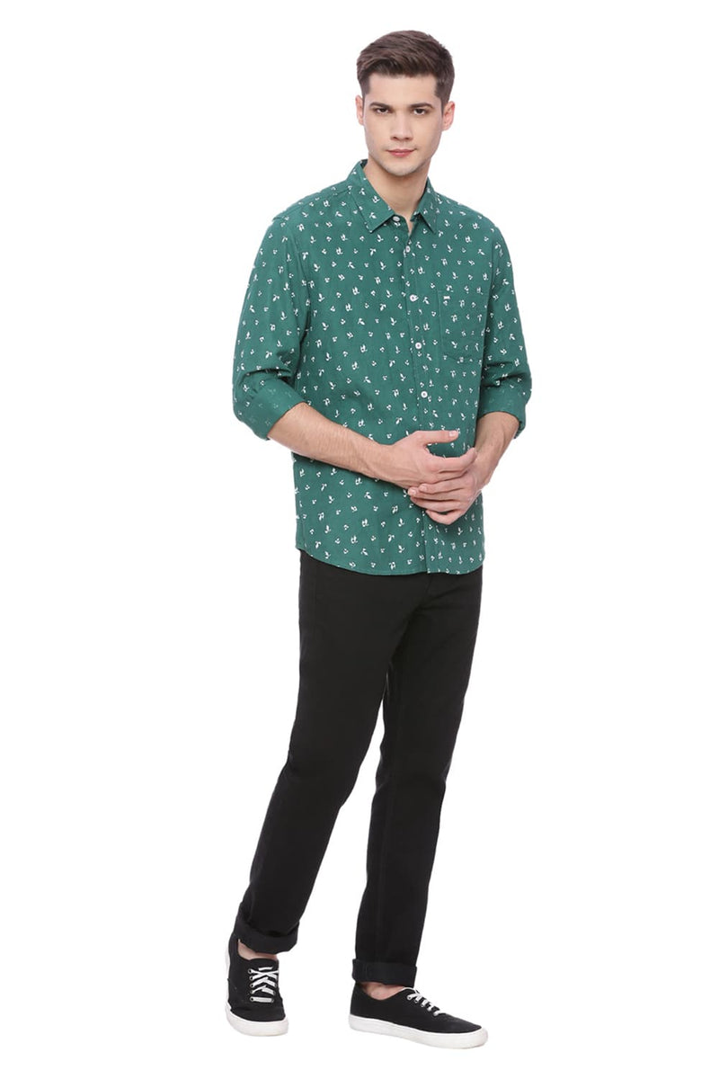 BASICS SLIM FIT PRINTED SHIRT