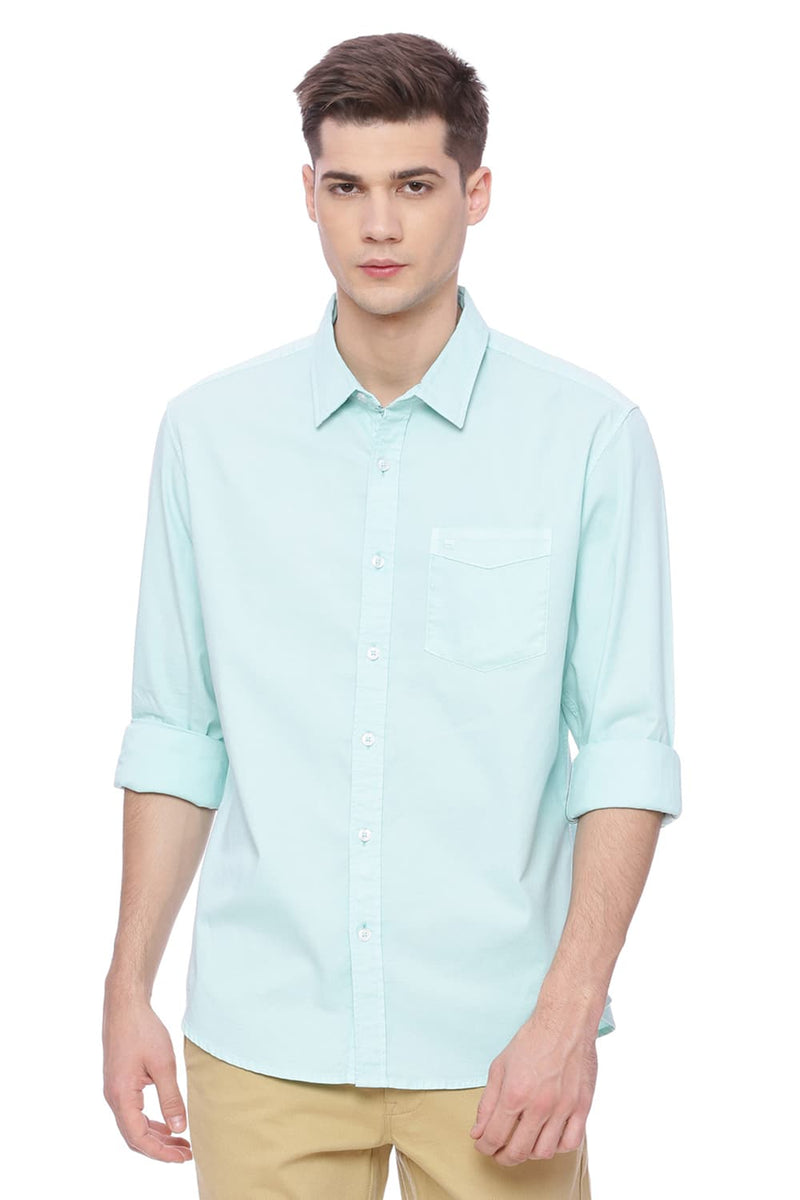 BASICS SLIM FIT DOBBY STRETCH SHIRT