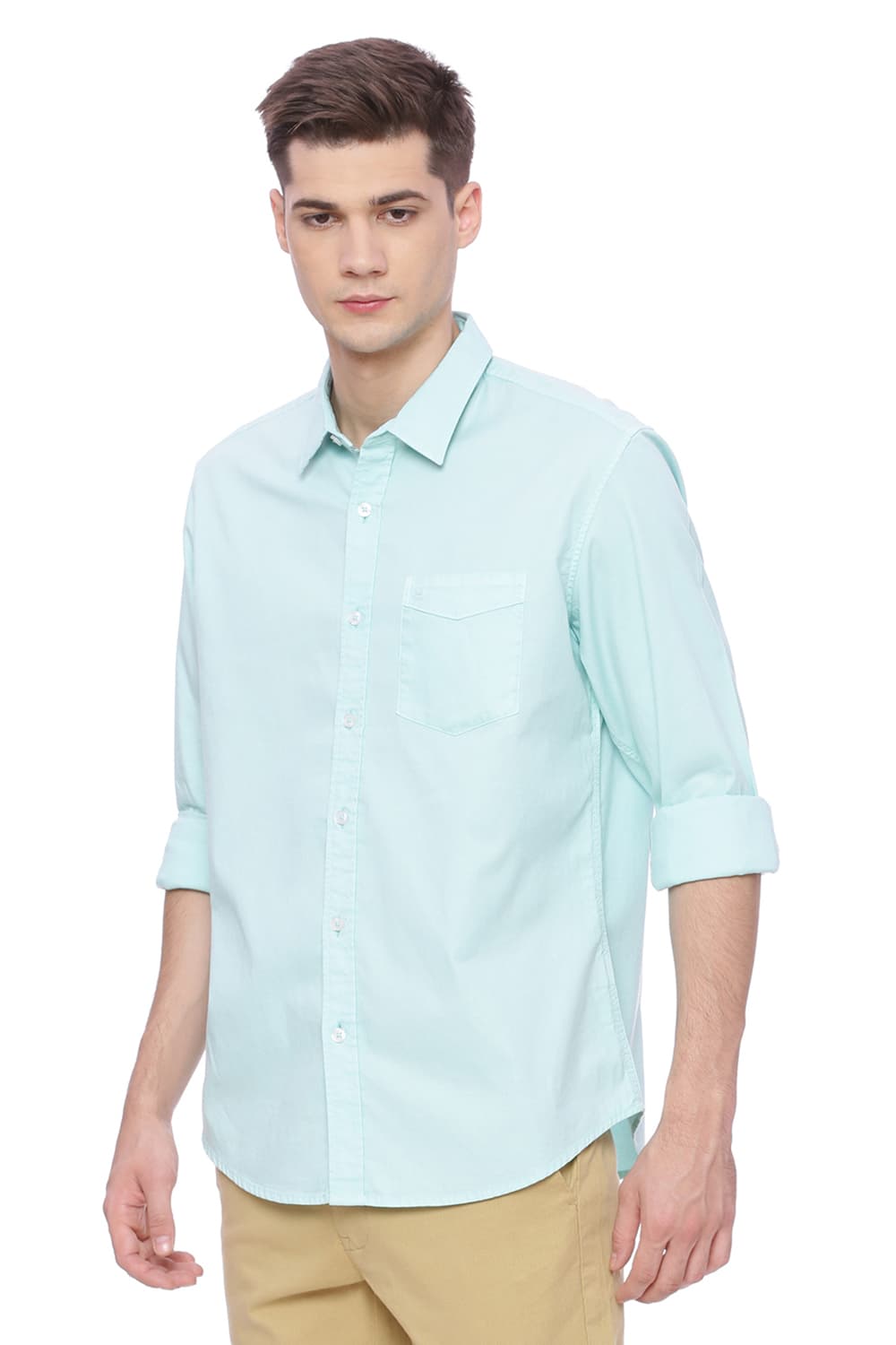 BASICS SLIM FIT DOBBY STRETCH SHIRT