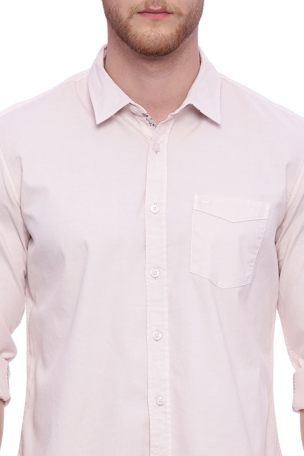 BASICS SLIM FIT DOBBY STRETCH SHIRT