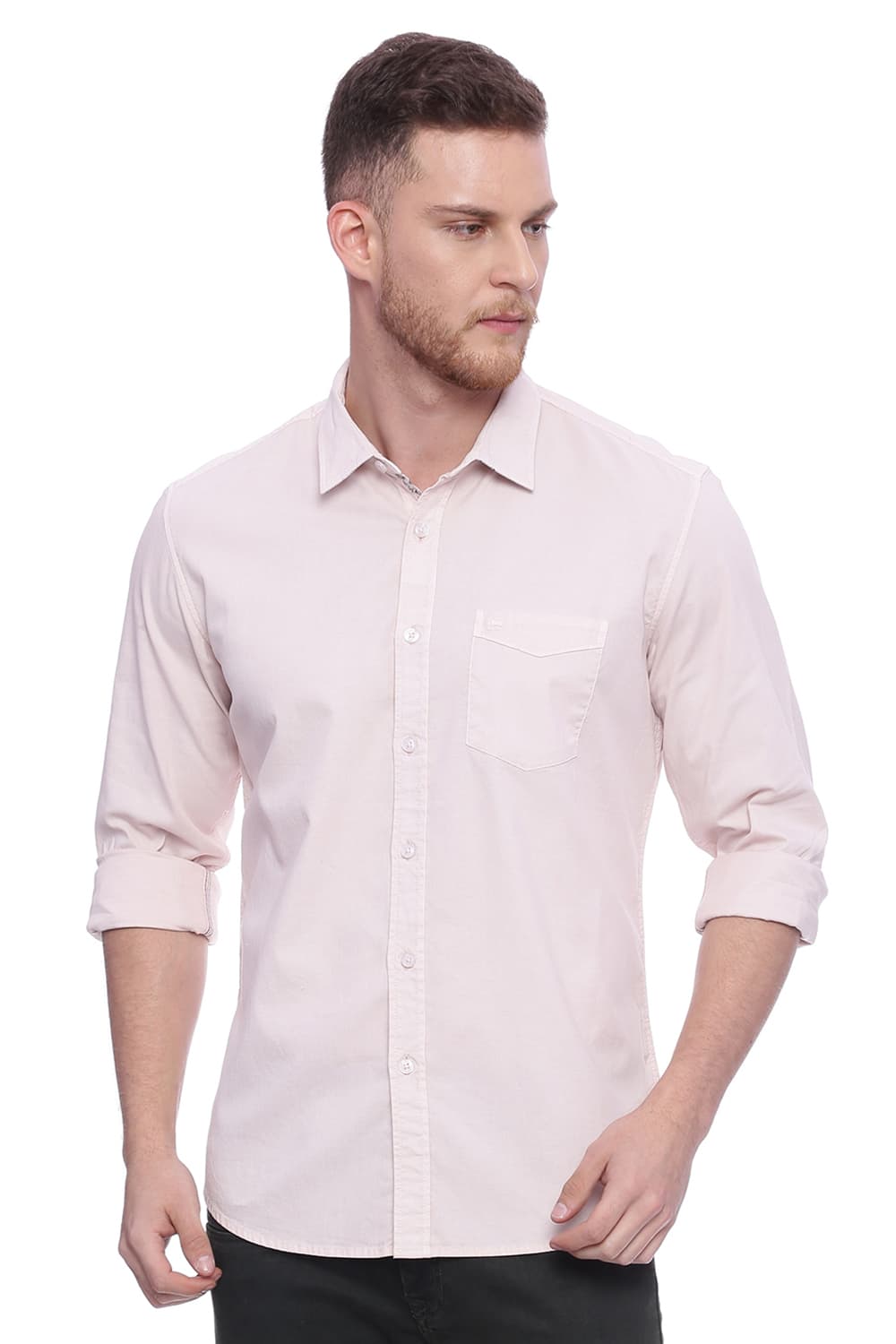 BASICS SLIM FIT DOBBY STRETCH SHIRT