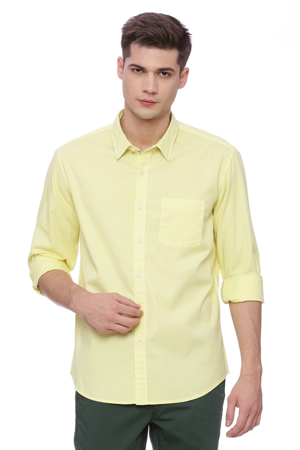 BASICS SLIM FIT DOBBY STRETCH SHIRT