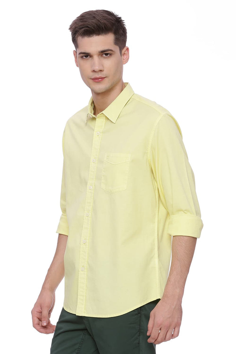 BASICS SLIM FIT DOBBY STRETCH SHIRT