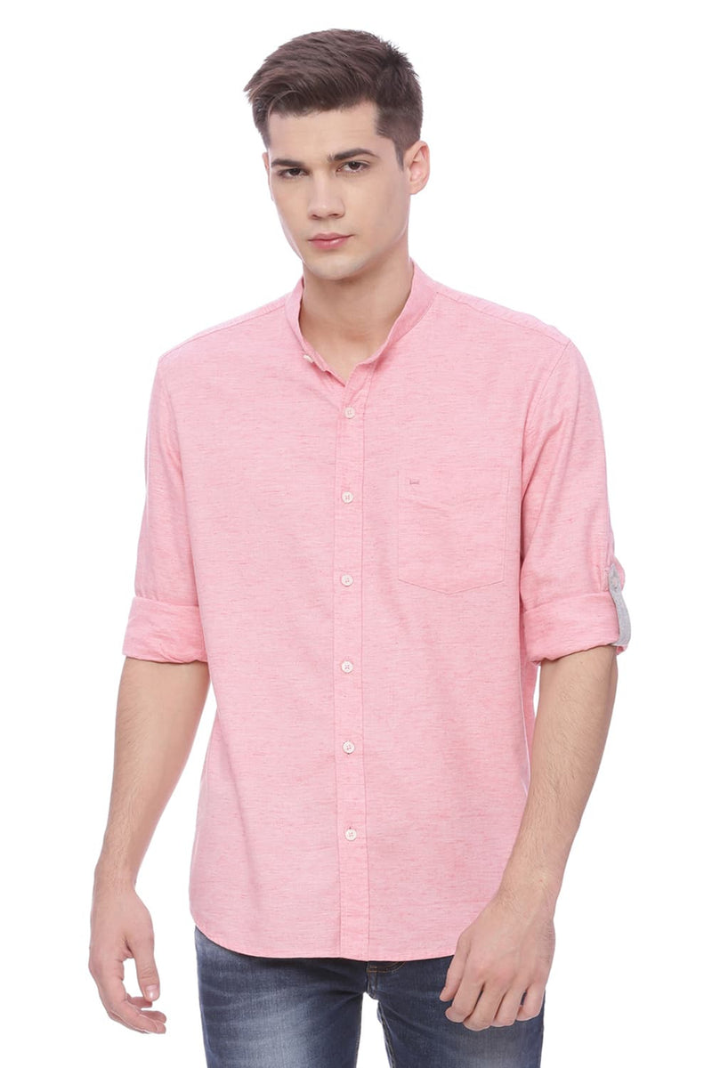 BASICS SLIM FIT TWILL CHAMBRAY SHIRT