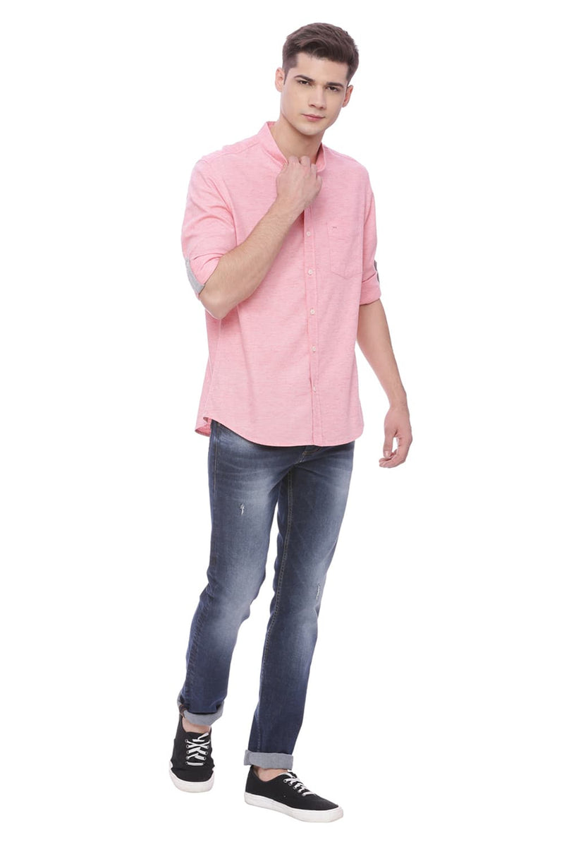 BASICS SLIM FIT TWILL CHAMBRAY SHIRT