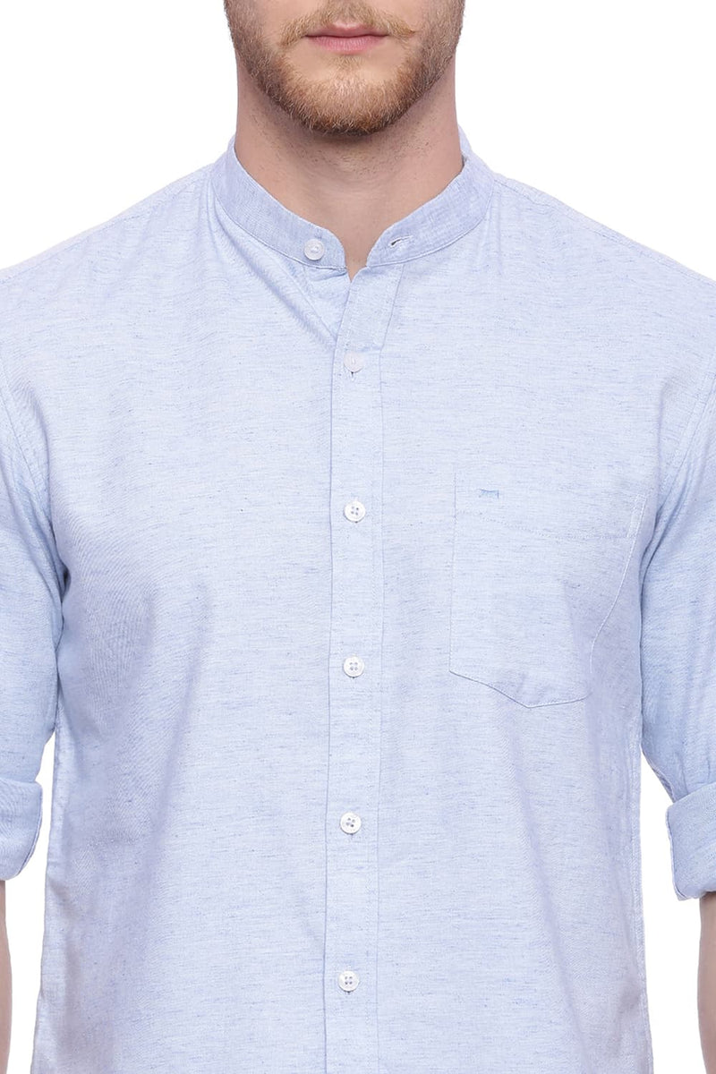 BASICS SLIM FIT TWILL CHAMBRAY SHIRT