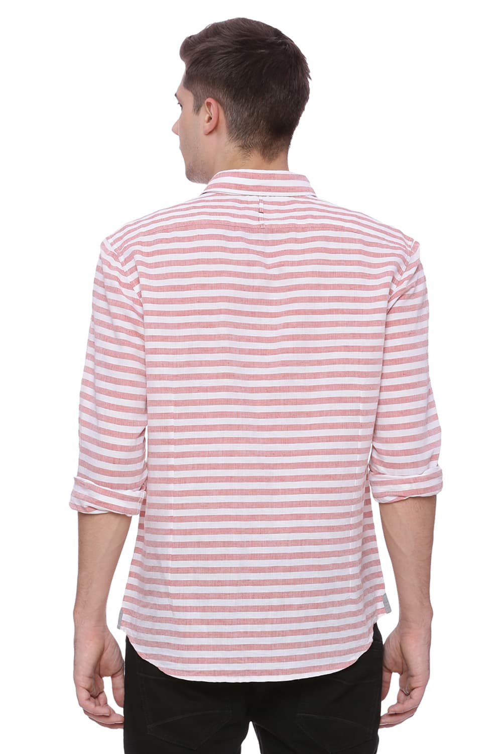 BASICS SLIM FIT WEFT STRIPES SHIRT