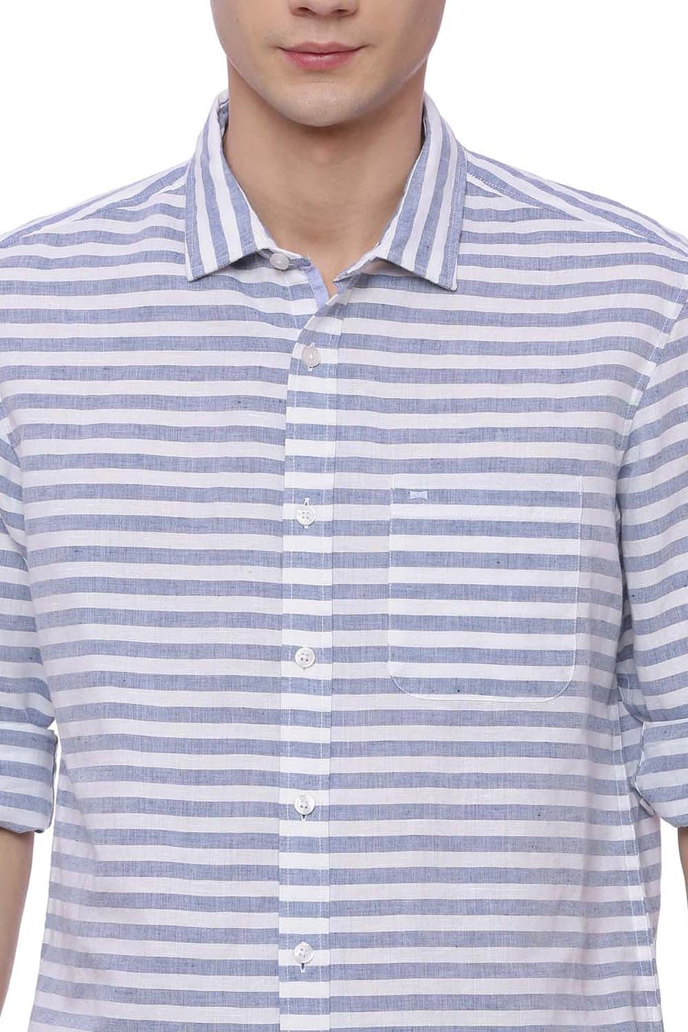 BASICS SLIM FIT WEFT STRIPES SHIRT