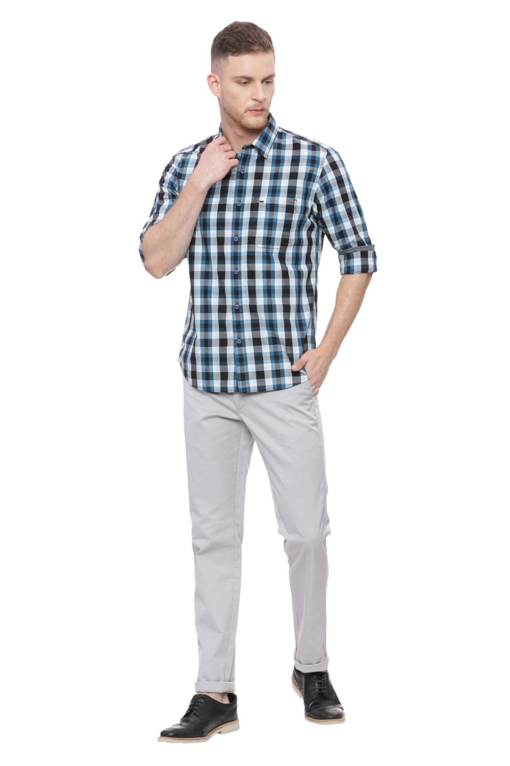 BASICS SLIM FIT CHECKS SHIRT