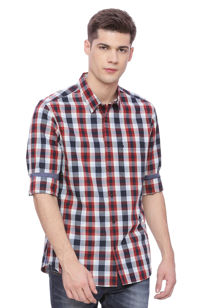 BASICS SLIM FIT CHECKS SHIRT