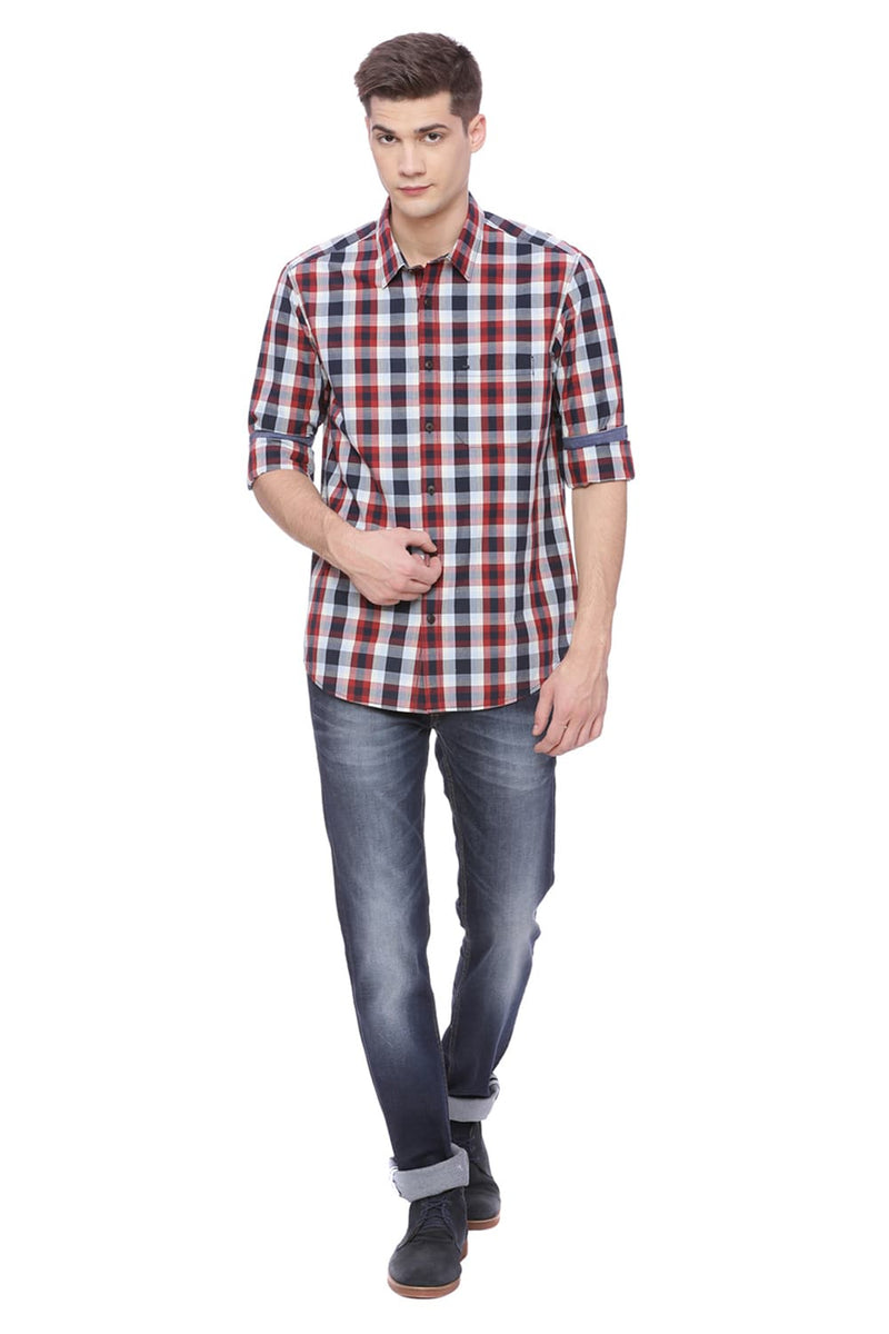 BASICS SLIM FIT CHECKS SHIRT