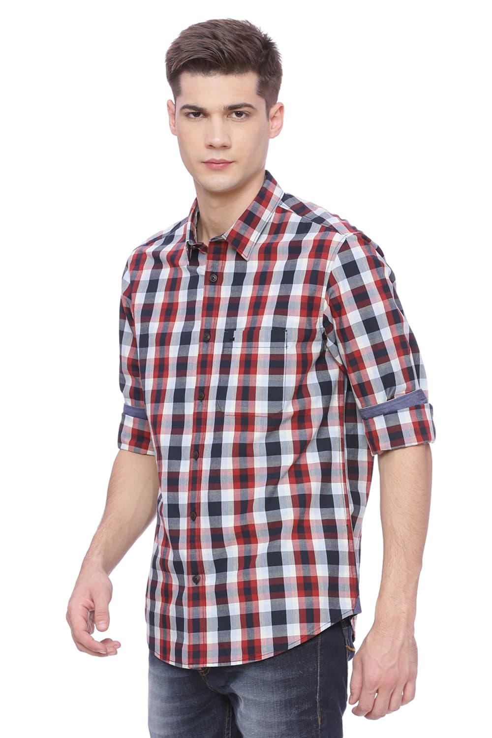 BASICS SLIM FIT CHECKS SHIRT