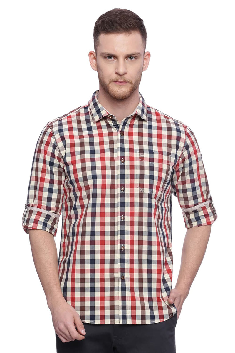 BASICS SLIM FIT CHECKS SHIRT