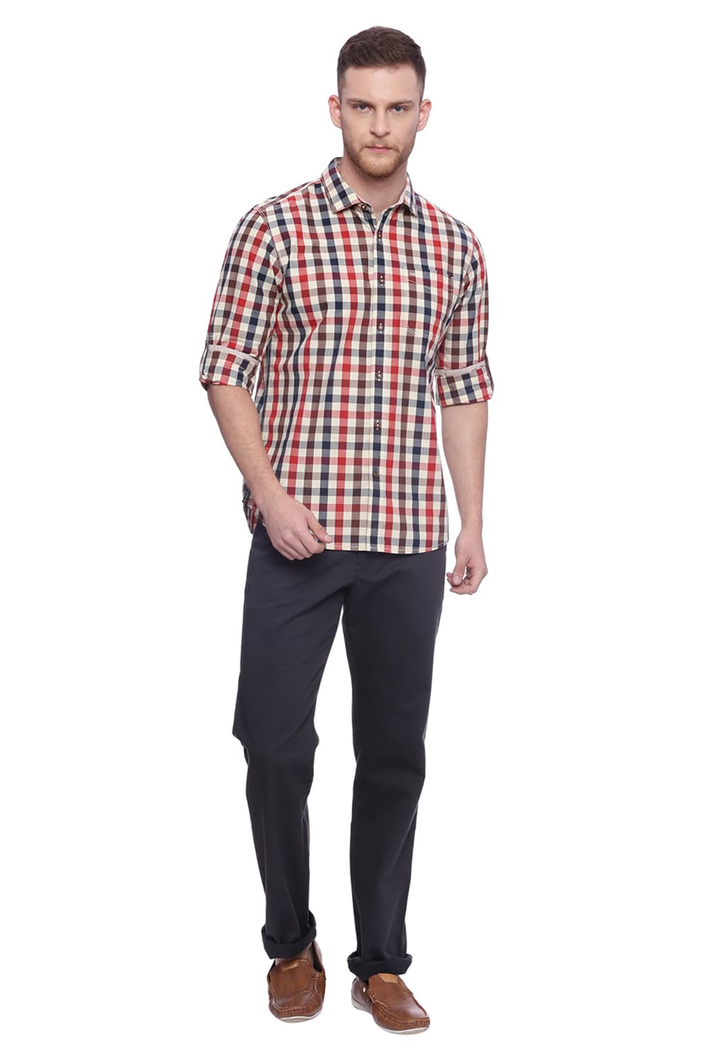 BASICS SLIM FIT CHECKS SHIRT