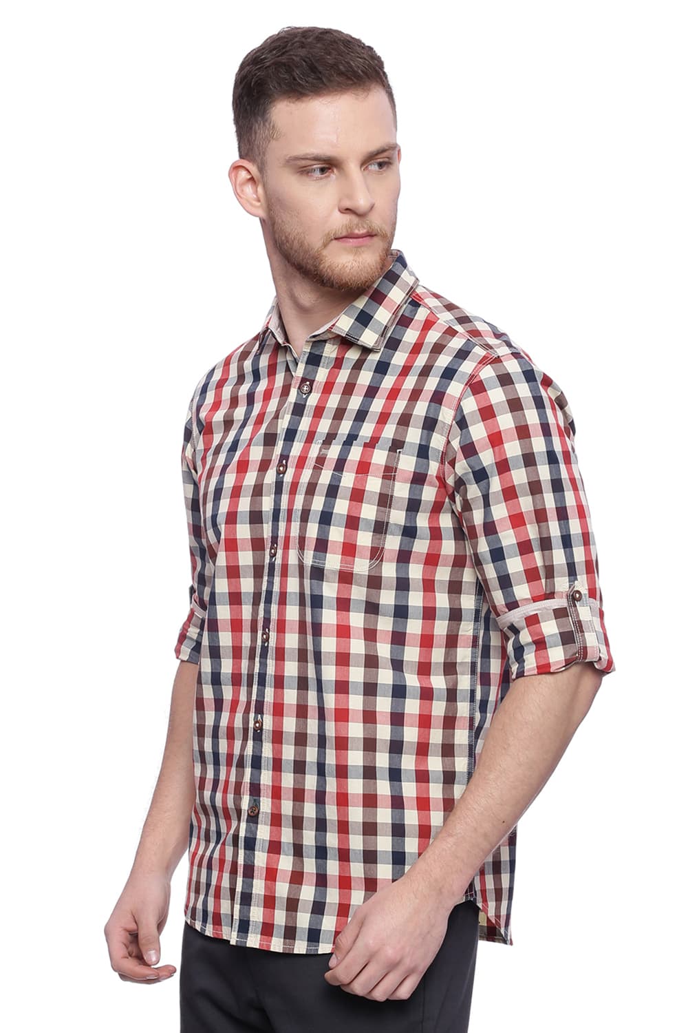 BASICS SLIM FIT CHECKS SHIRT