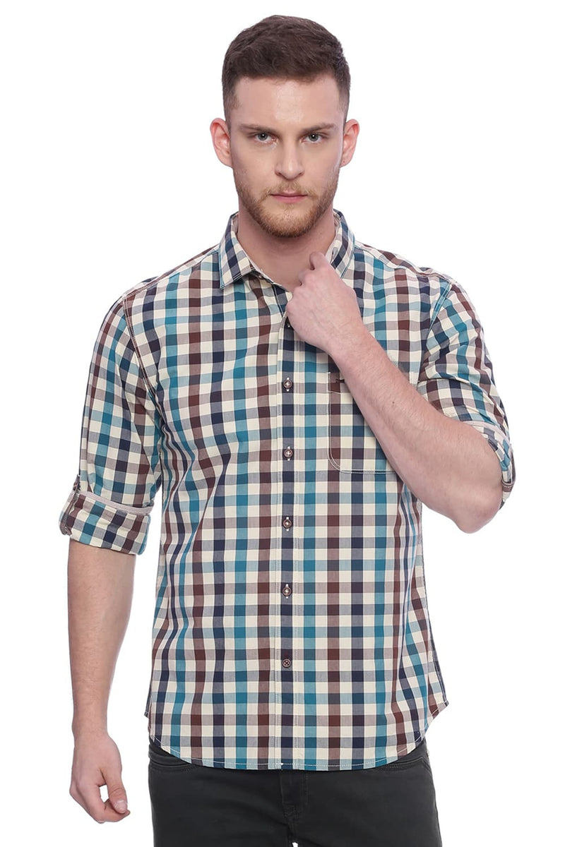 BASICS SLIM FIT CHECKS SHIRT