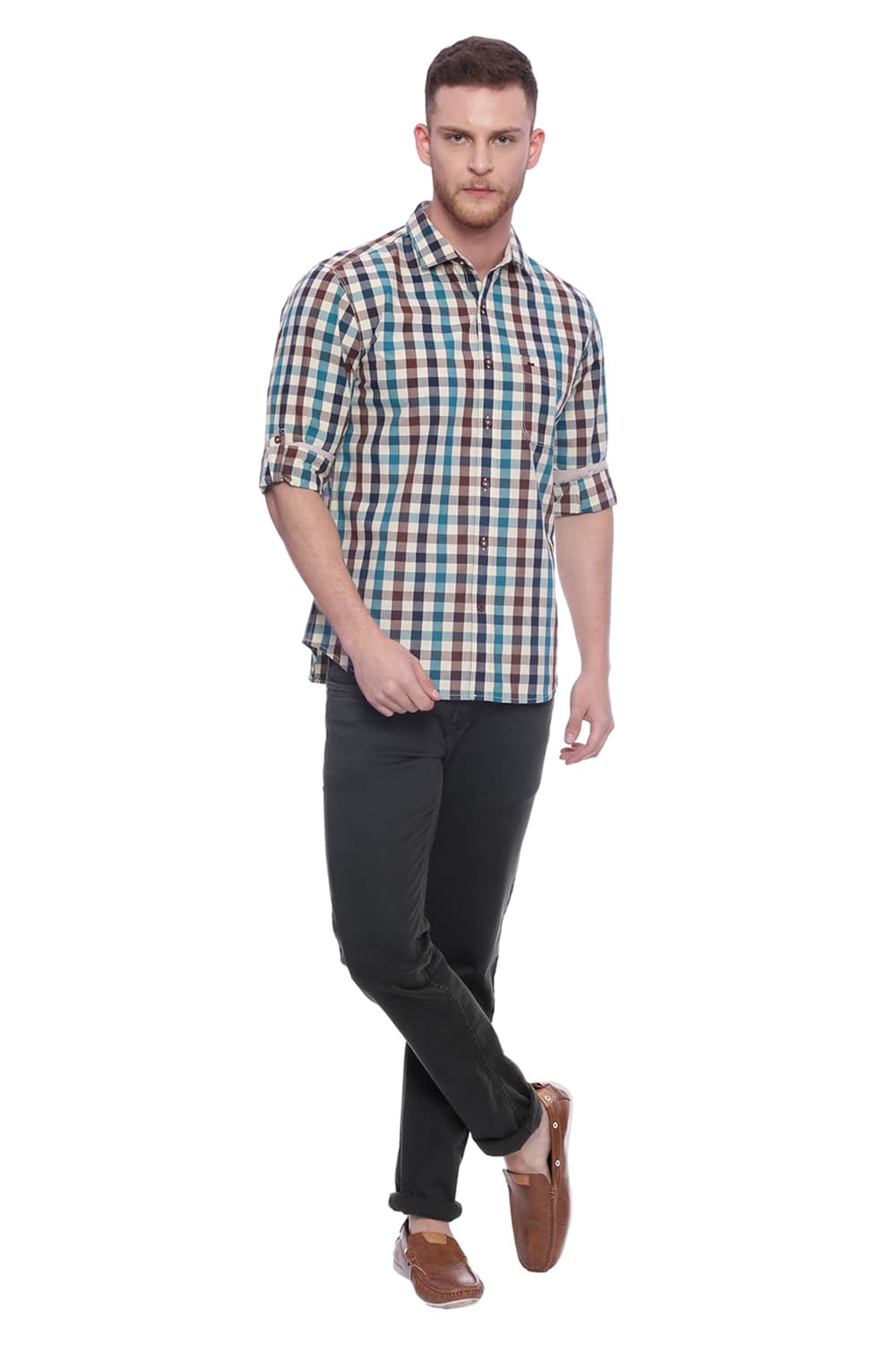 BASICS SLIM FIT CHECKS SHIRT