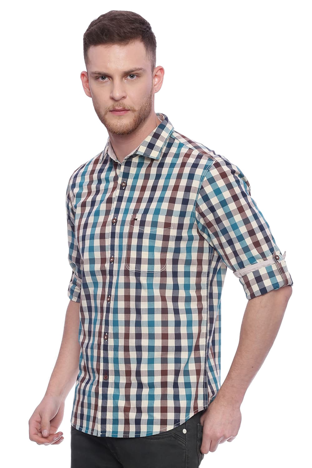 BASICS SLIM FIT CHECKS SHIRT